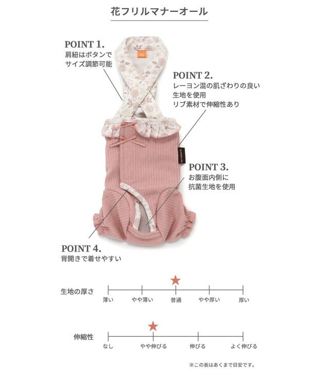 PET PARADISE 花柄 フリル マナーオール 【小型犬】 ピンク ピンク