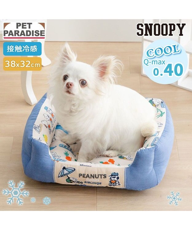 PET PARADISE スヌーピー クール 四角カドラー 《サマーバケーション柄》 Ｓ ホワイト×ブルー