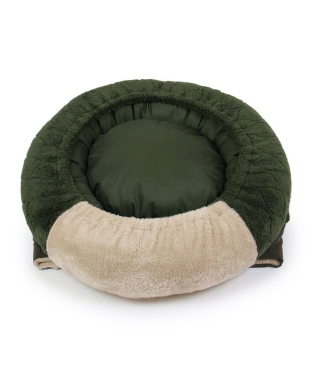 PET PARADISE ペットパラダイス 寝袋 丸型《オニオン柄》Ｍ  小型犬 径60cm カーキ