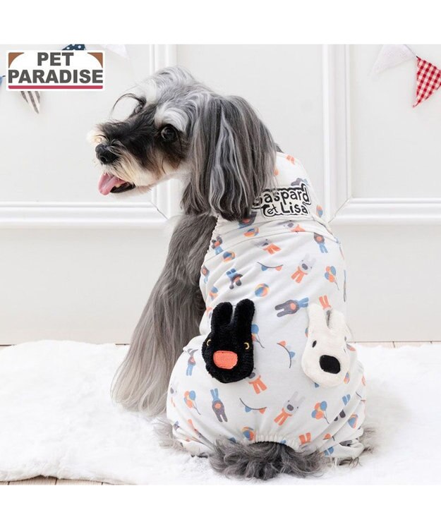 PET PARADISE リサとガスパール サロペット 《二人飛び柄》 小型犬 ホワイト