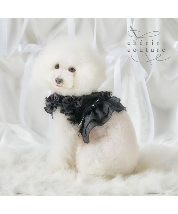 PET PARADISE 【10月初旬お届け予定】cherircouture ツイード ベストハーネス 《ブラック》 ４Ｓ/３Ｓ ブラック