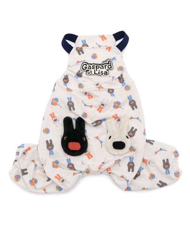 PET PARADISE リサとガスパール サロペット 《二人飛び柄》 小型犬 ホワイト