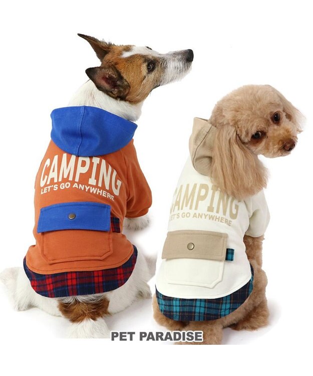 PET PARADISE ペットパラダイス パーカー ホワイト チェック フード ポケット付き 小型犬 ホワイト