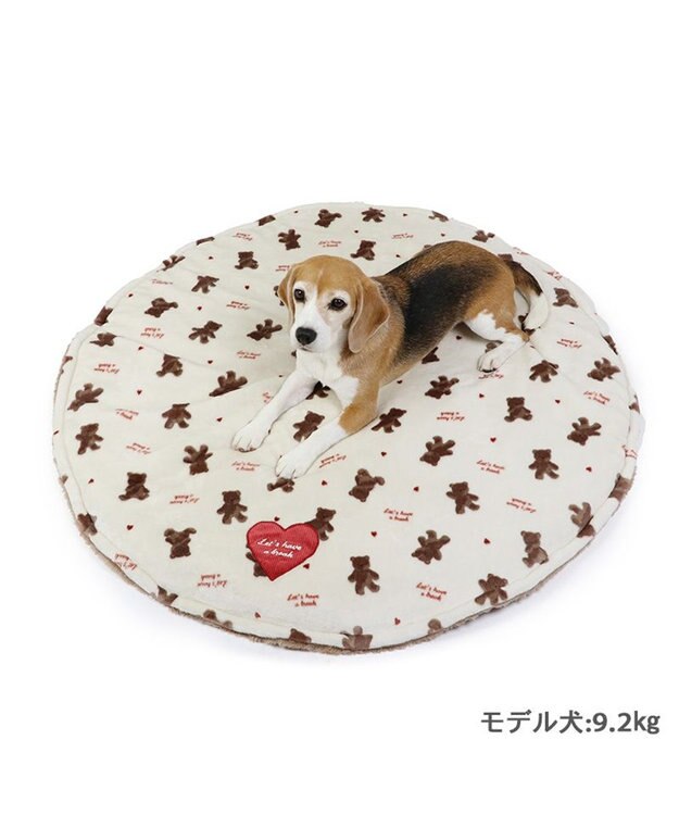 PET PARADISE ペットパラダイス くまちゃん 遠赤外線 ボアマット 丸型 (105cm) ブラウン