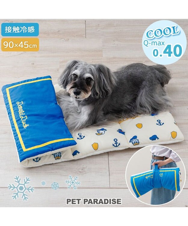 PET PARADISE ディズニー ドナルドダック クールロールマット ホワイト×ブルー