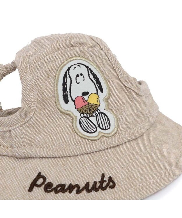 PET PARADISE スヌーピー リネン帽子  《アイス柄》 ＳＭ～Ｍ / Ｌ 中型犬 大型犬 ベージュ