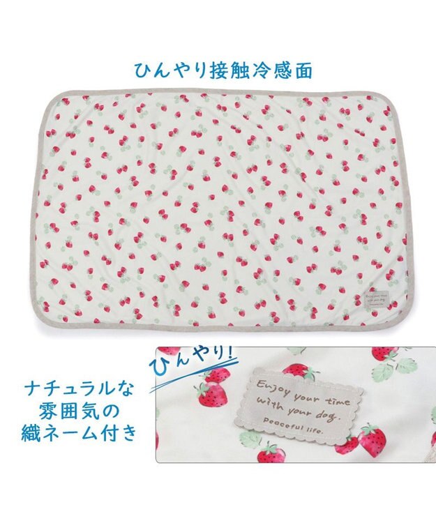 PET PARADISE ペットパラダイス クールブランケット 単品 (90×60cm)  《 苺柄 / ネイティブ柄 》 苺柄