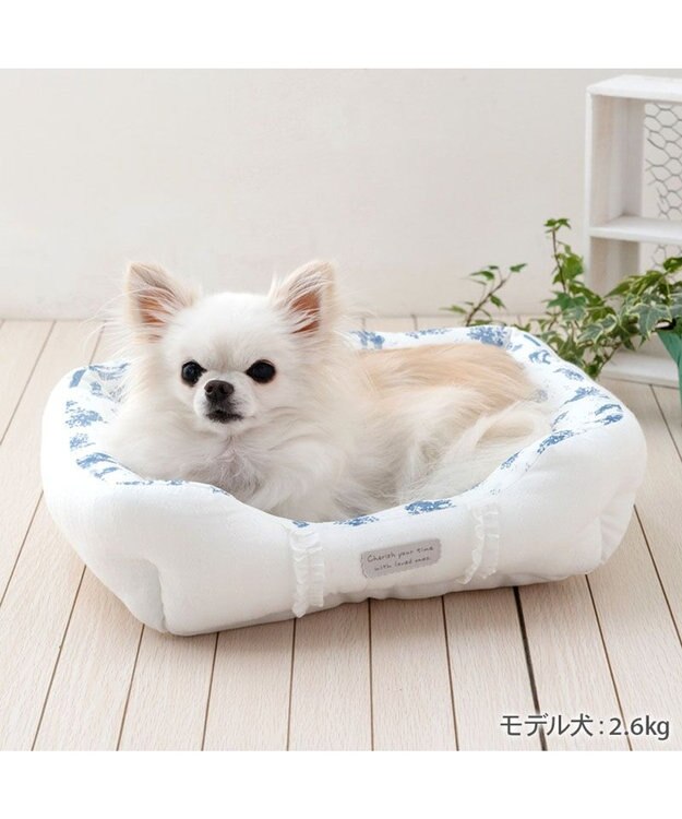 PET PARADISE ペットパラダイス クールカドラー 《トワルドジュイ柄》 四角型 Ｓ ホワイト×ブルー