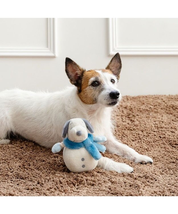 PET PARADISE スヌーピー 雪だるまトイ 青マフラー ホワイト