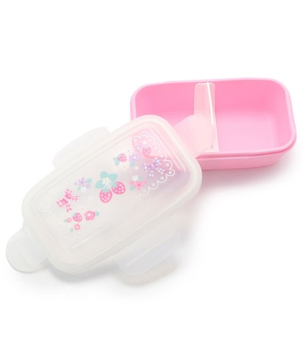 Mother garden マザーガーデン 野いちご 1段お弁当箱 4点ロックドーム型  《花リボン柄》 -