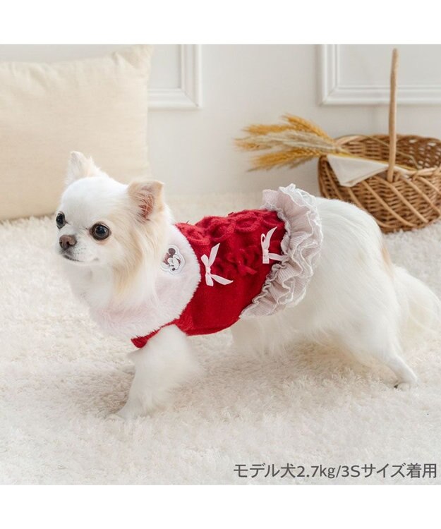 PET PARADISE ディズニー ミニーマウス リボンニット 小型犬 レッド