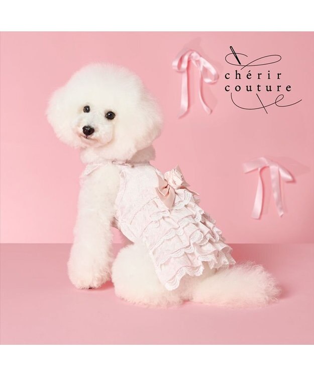 PET PARADISE cherircouture ローズリボン ワンピース 小型犬 ピンク