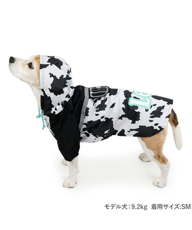 PET PARADISE Lee レインコート 《牛柄》 中型犬 大型犬 ホワイト×ブラック