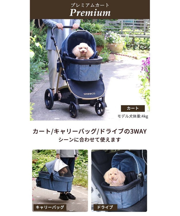 PET PARADISE smooca プレミアム ペットカート 《デニム調》 -