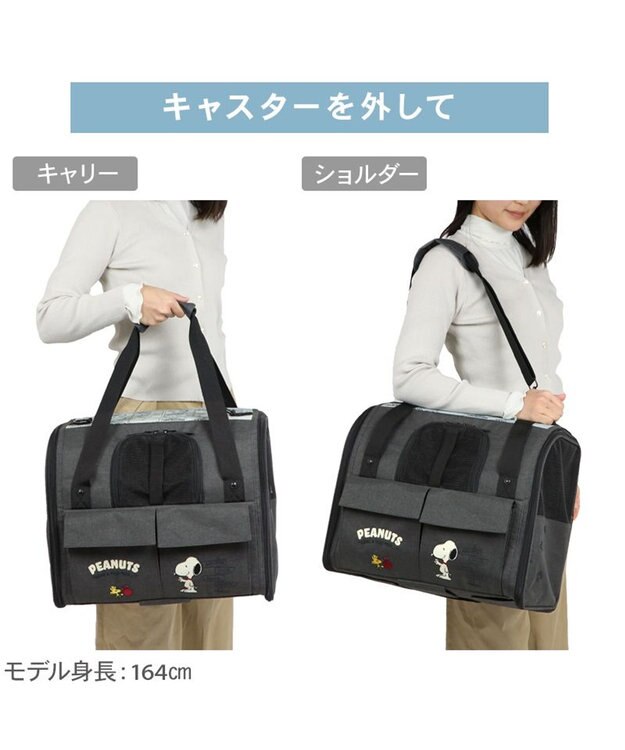 PET PARADISE スヌーピー キャスター付き折り畳みキャリー 小型犬 チャコールグレー