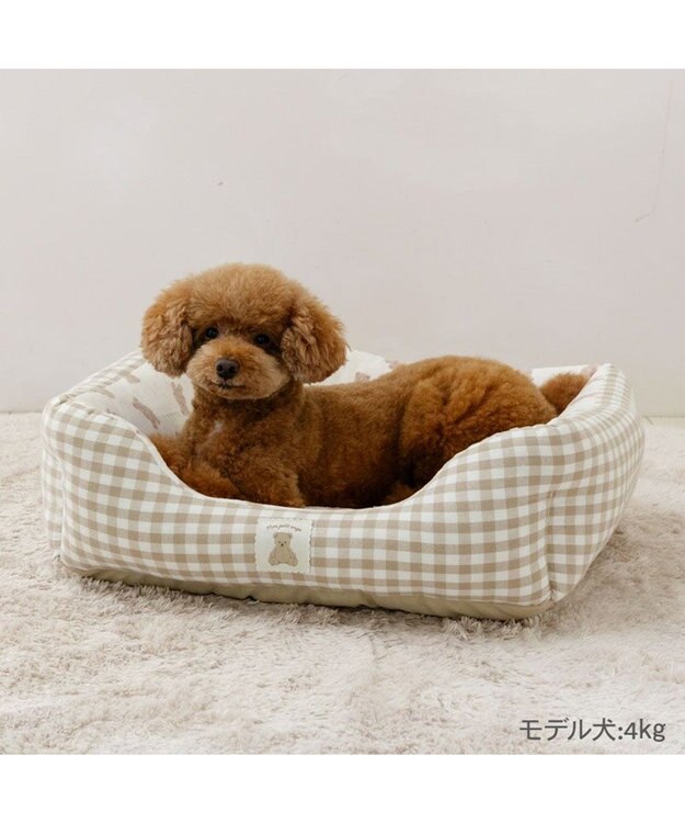 PET PARADISE ペットパラダイス くまちゃん カドラー  M《57×45cm》 オフホワイト×ブラウン