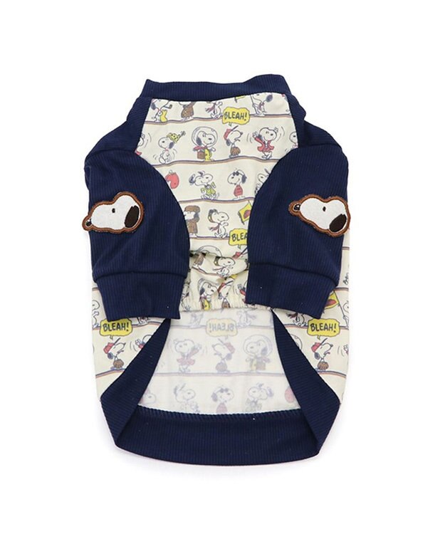 PET PARADISE スヌーピー パッチ付き 長袖 Tシャツ 《 ネイビー》【中型犬】 ネイビー