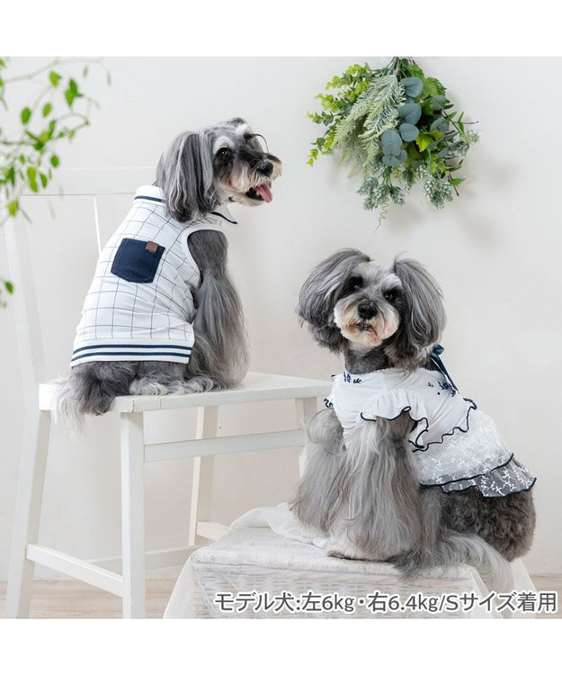 PET PARADISE ペットパラダイス 接触冷感 刺繍ワンピース 小型犬 ホワイト×ブラック