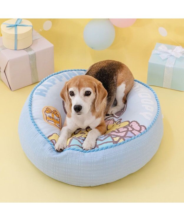 PET PARADISE スヌーピー  プレゼント クッション 接触冷感 ライトブルー