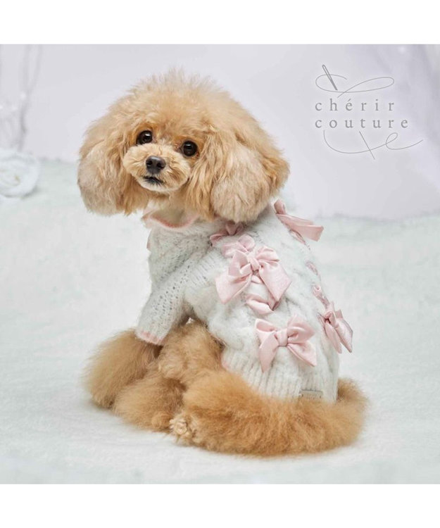PET PARADISE cherircouture リボン編込ニット 小型犬 ピンク
