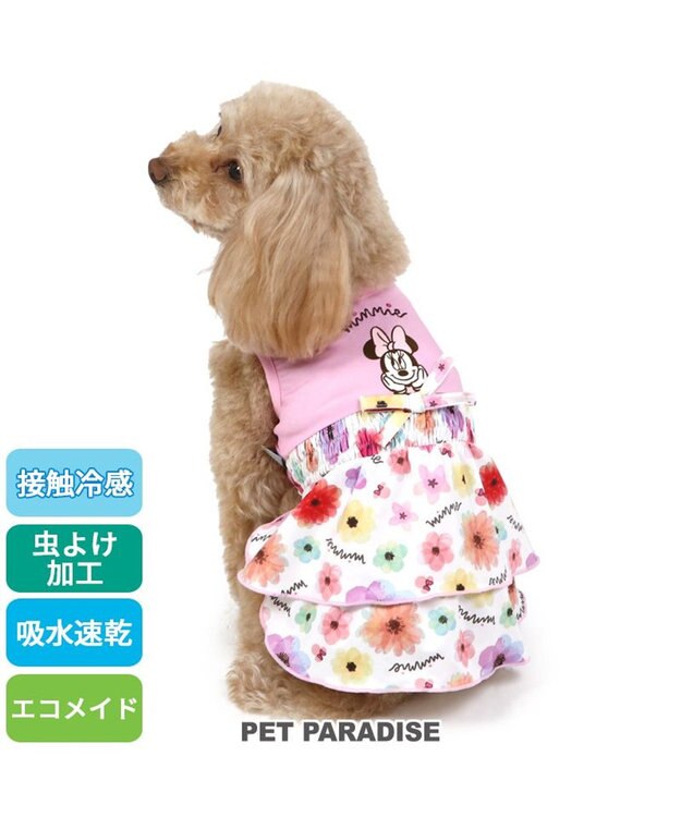 PET PARADISE 犬の服 春夏 ひんやり クール 接触冷感 虫よけ ディズニー ミニーマウス 花柄ワンピース 【小型犬】 -