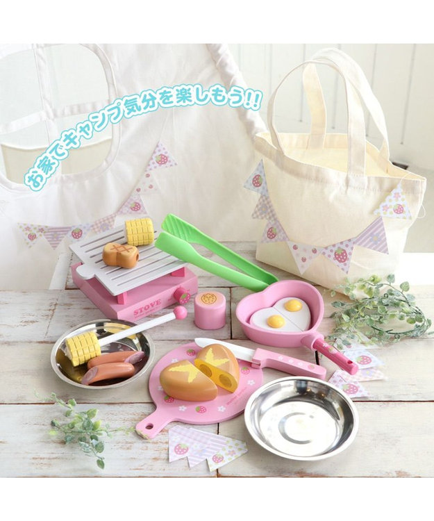 Mother garden マザーガーデン 木のおままごと 野いちご プレミアムBOX 《アウトドアセット》 ピンク(淡)