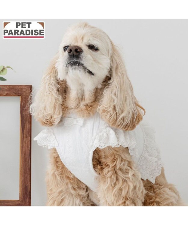 PET PARADISE ペットパラダイス コットンフリル ベストハーネス ＳＭ ホワイト