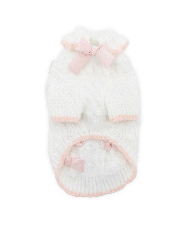 PET PARADISE cherircouture リボン編込ニット 小型犬 ピンク