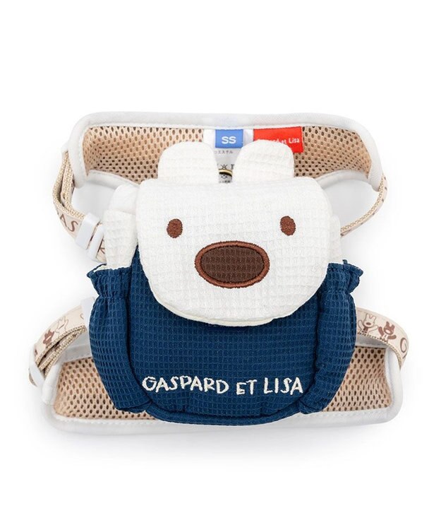 PET PARADISE リサとガスパール リサ顔リュック付き ハーネス ３Ｓ ネイビー