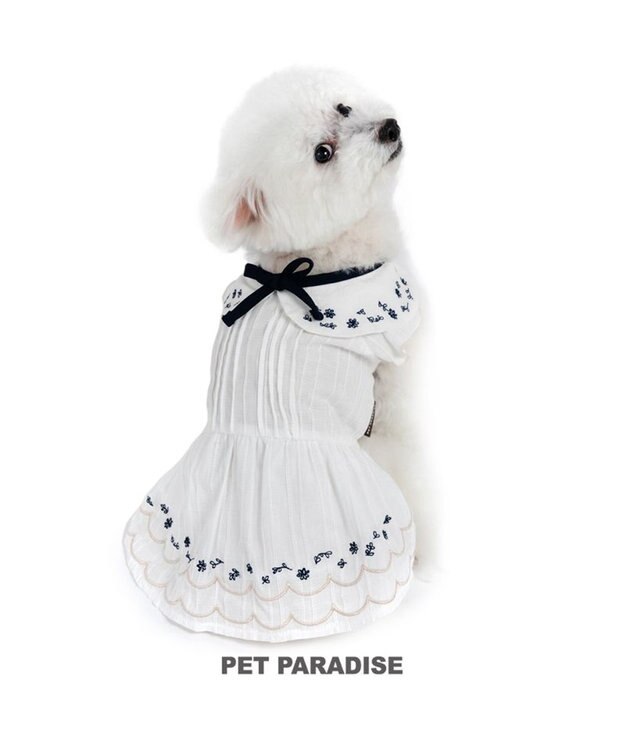 PET PARADISE ペットパラダイス エンブロイダリー ワンピース 小型犬 ホワイト×ブラック