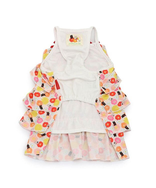 PET PARADISE リサとガスパール エコメイド ワンピース《花柄》 小型犬 ホワイト×オレンジ