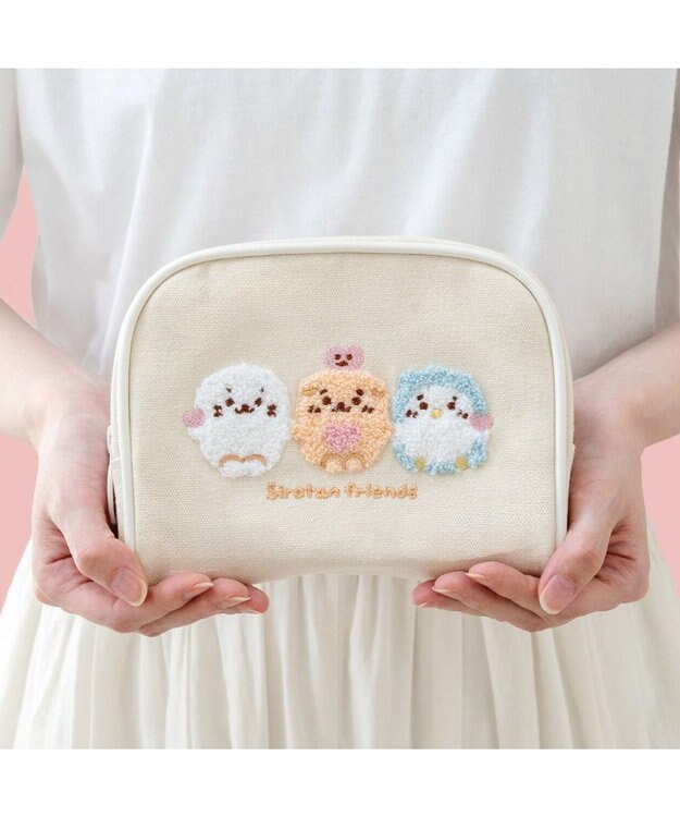 Mother garden しろたん サガラ ポーチ 《お友だち柄》 ベージュ