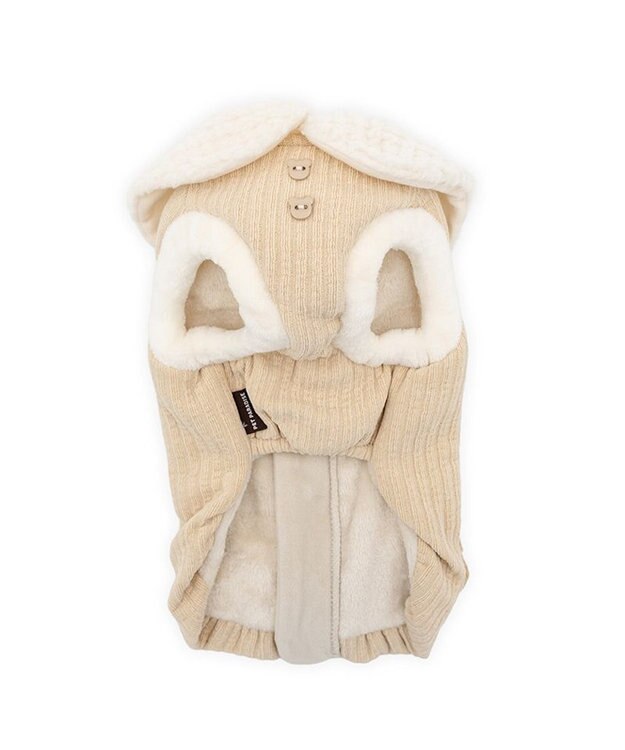 PET PARADISE ペットパラダイス くまちゃん 背開き ジップアップ ベスト 小型 ベージュ