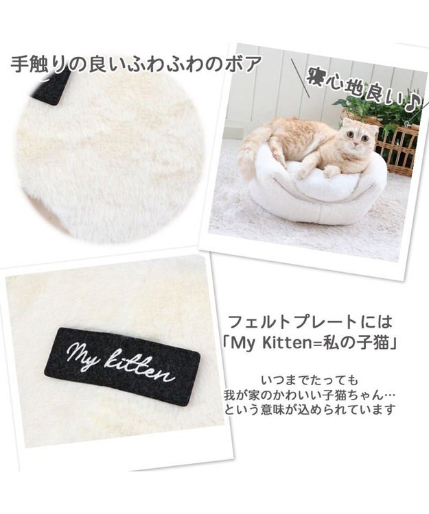 PET PARADISE 【注文商品】愛猫のお名前刺繍入り 猫 ベッド ねこハウス (38×40cm) 白~オフホワイト