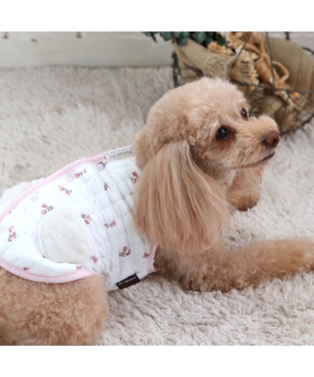 PET PARADISE ペットパラダイス  ふわりとキルト ベスト 花柄  小型犬 白~オフホワイト