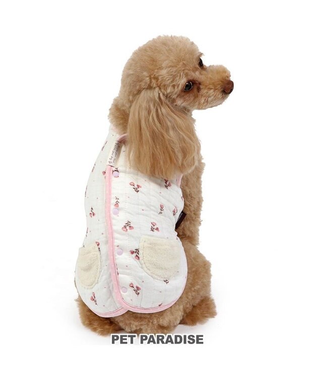 PET PARADISE ペットパラダイス  ふわりとキルト ベスト 花柄  小型犬 白~オフホワイト