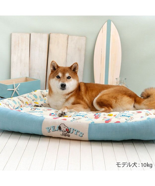 PET PARADISE スヌーピー クールカドラー 《アイス柄》 角型 LL ホワイト×ブルー