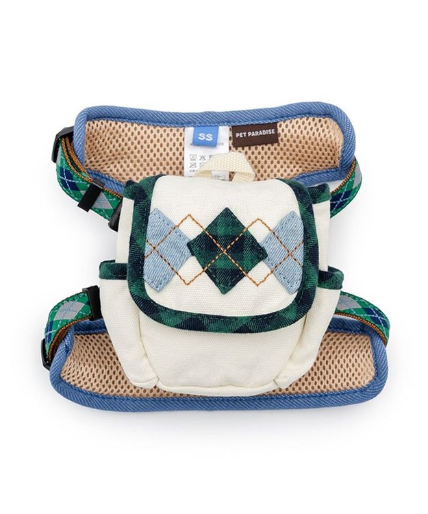 PET PARADISE ペットパラダイス リュックハーネス 《アーガイル柄》 Ｓ ホワイト