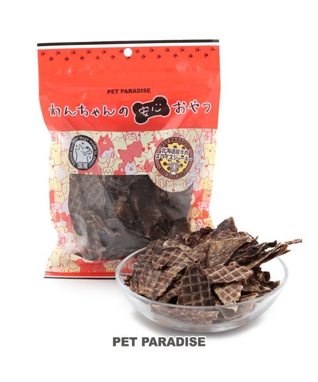 PET PARADISE 牛肉 スライス ジャーキー 大袋 120g 国産 -