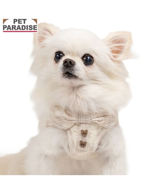 PET PARADISE ペットパラダイス くまちゃん グレンチェック ベストハーネス  小型犬 ＳＳ ベージュ