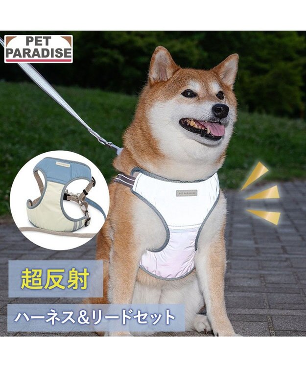 PET PARADISE ペットパラダイス 超反射 切り替え ハーネス＆リード Ｌ 《ブルーグリーン》 ブルーグリーン