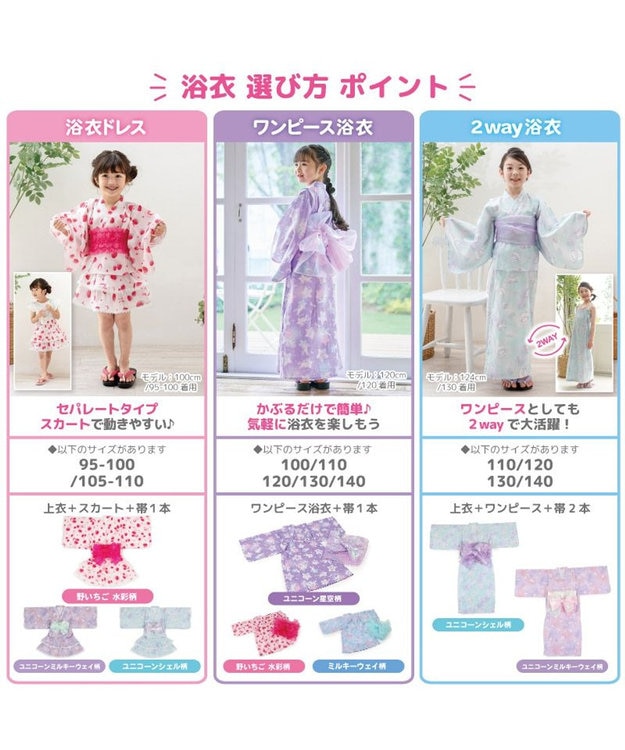 子供用浴衣　130   白地　カラフル手鞠　流水柄　美品　サイズ調整可能 マザーガーデン 2024 キッズ2WAY セパレート 浴衣 《野いちご