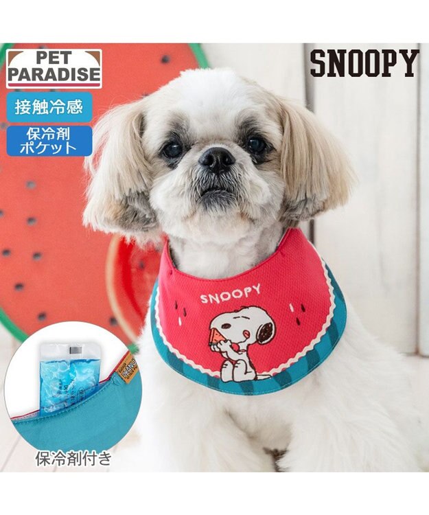 PET PARADISE スヌーピー クールバンダナ 《スイカ柄》 小型犬 レッド
