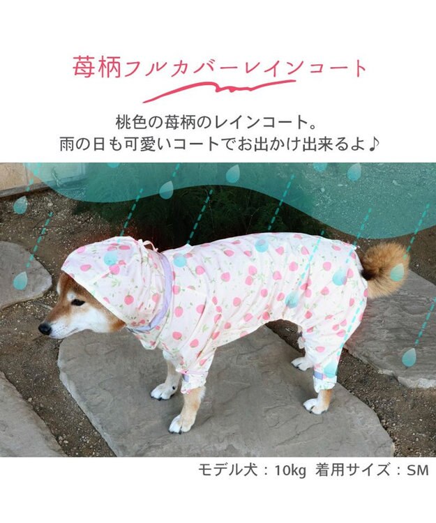 PET PARADISE ペットパラダイス 足付き レインコート 《いちご柄》中型犬 大型犬 いちご柄