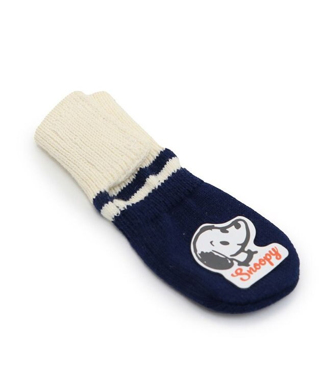 PET PARADISE スヌーピー makokoro スリット 靴下 ３Ｓ 小型犬 紺(ネイビー・インディゴ)