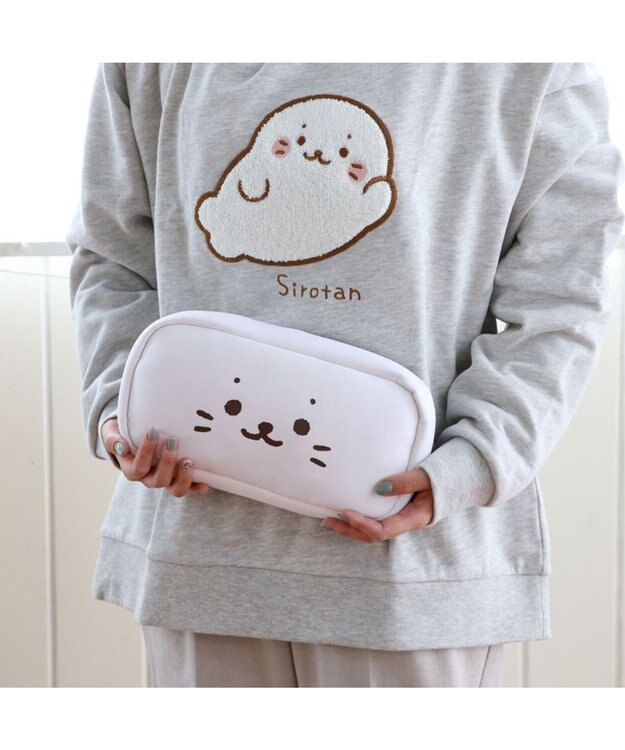 Mother garden しろたん ガジェットポーチ 顔ぼん 白～オフホワイト