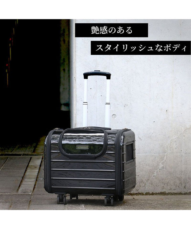 PET PARADISE キャリーバッグ キャスター付き 4輪 カート【小型犬】 ハード ブラック 黒