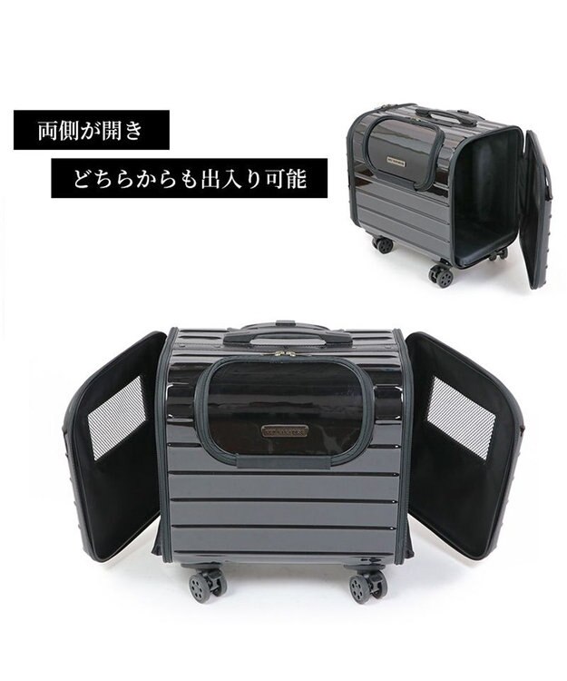 PET PARADISE キャリーバッグ キャスター付き 4輪 カート【小型犬】 ハード ブラック 黒