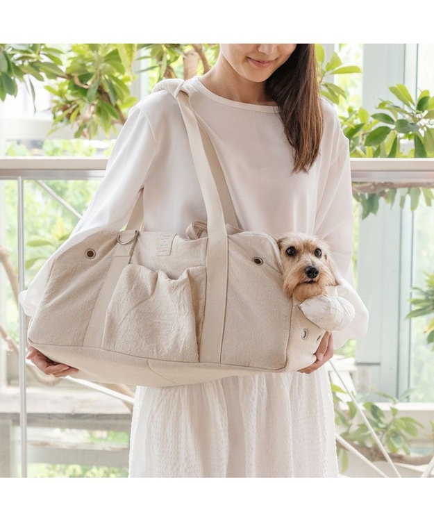 PET PARADISE ペットパラダイス ナチュラル リネンコットン キャリーバッグ ML 小型犬 ロング ライトベージュ