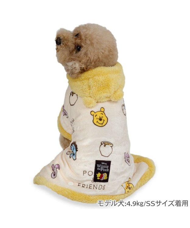 PET PARADISE ディズニー くまのプーさん 着る毛布 小型犬 ホワイト×イエロー